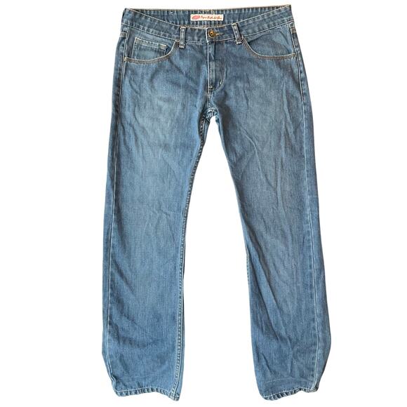 Bench Men Waxed Denim Straight Leg Jeans Size 34 x 30, Blue - Picture 1 of 12